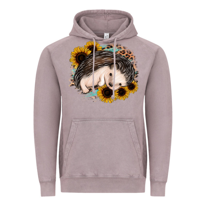 Sleeping Hedgehog Sunflower Leopard Vintage Hoodie by Jasminsmagicworld | Teevron