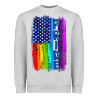 Heather Grey Pride LGBTQ+ American Flag Heavyweight Sweatshirt - BundleAndBundleShop