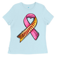 Baby Blue breast cancer sport ribbons Ladies Tee - AdoDesignShop