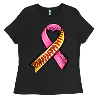 Black breast cancer sport ribbons Ladies Tee - AdoDesignShop