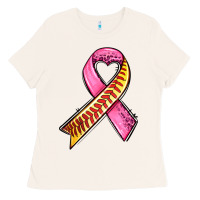 Bone breast cancer sport ribbons Ladies Tee - AdoDesignShop