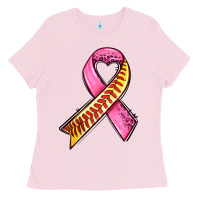 Bubblegum Pink breast cancer sport ribbons Ladies Tee - AdoDesignShop