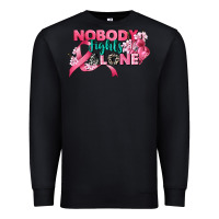 Black nobody fights alone cancer awareness Premium Sweatshirt - CowGirlArtShop