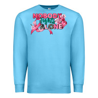Ocean Blue nobody fights alone cancer awareness Premium Sweatshirt - CowGirlArtShop