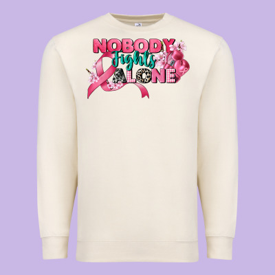 Nobody Fights Alone Cancer Awareness Premium Sweatshirt Designed By Cowgirlartshop