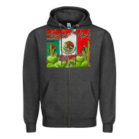 Charcoal Heather Mexican Flag Zipper Hoodie - texasbilliewilder
