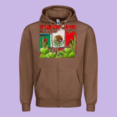 Mexican Flag Zipper Hoodie Designed By Texasbilliewilder