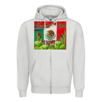 Dove Grey Mexican Flag Zipper Hoodie - texasbilliewilder