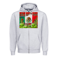 Heather Grey Mexican Flag Zipper Hoodie - texasbilliewilder