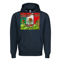 Navy Mexican Flag Zipper Hoodie - texasbilliewilder