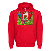 Red Mexican Flag Zipper Hoodie - texasbilliewilder