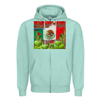 Seafoam Mexican Flag Zipper Hoodie - texasbilliewilder