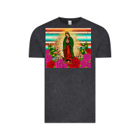 Vintage Black our lady of guadalupe cactus leopard Vintage Tee - JahusDesignShop
