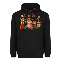 Black reindeer coffe cups christmas Heavyweight Hoodie - CowGirlArtShop