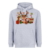 Heather Grey reindeer coffe cups christmas Heavyweight Hoodie - CowGirlArtShop