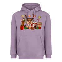 Lavender reindeer coffe cups christmas Heavyweight Hoodie - CowGirlArtShop