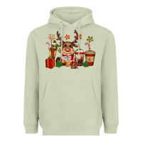 Matcha reindeer coffe cups christmas Heavyweight Hoodie - CowGirlArtShop