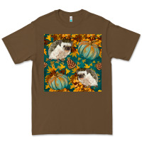 Cacao hedgehog and pumpkins seamless pattern Premium Tee - BundleAndBundleShop