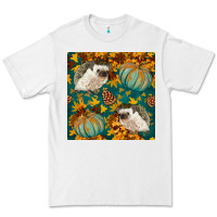 White hedgehog and pumpkins seamless pattern Premium Tee - BundleAndBundleShop