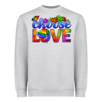 Heather Grey Pride LGBTQ+ Choose Love Heavyweight Sweatshirt - BundleAndBundleShop