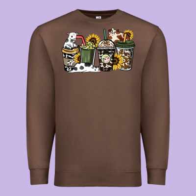 Cowhide Coffee Cup Premium Sweatshirt Designed By Howdyjamesfarm