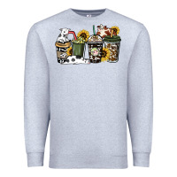 Heather Grey cowhide coffee cup Premium Sweatshirt - HowdyJamesFarm