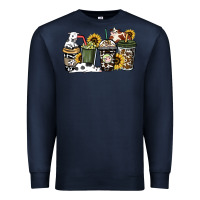 Navy cowhide coffee cup Premium Sweatshirt - HowdyJamesFarm