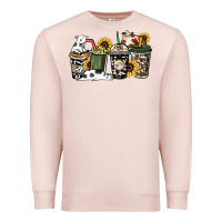 Pale Pink cowhide coffee cup Premium Sweatshirt - HowdyJamesFarm