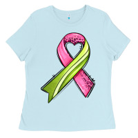 Baby Blue breast cancer sport ribbons Ladies Tee - AdoDesignShop