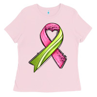 Bubblegum Pink breast cancer sport ribbons Ladies Tee - AdoDesignShop
