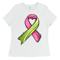 White breast cancer sport ribbons Ladies Tee - AdoDesignShop