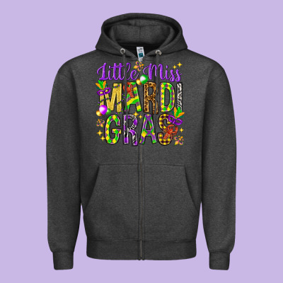 Little Miss Mardi Gras Zipper Hoodie Designed By Nancycooperartshop
