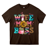 Chocolate Brown wife mom boss Heavy Core Tee - AdoDesignShop