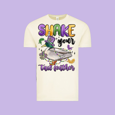 Shake Your Tail Feather Mardi Gras Vintage Tee Designed By Maliassmallbusiness