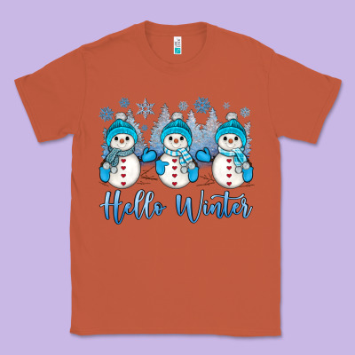 Snowman Hello Winter Classic Tee Designed By Jahusdesignshop