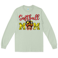 Matcha Softball Mom And Afro Messy Bun Mom Long Sleeve Tee - BundleAndBundleShop