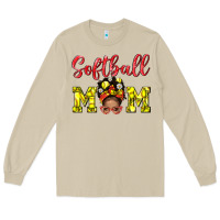 Mushroom Softball Mom And Afro Messy Bun Mom Long Sleeve Tee - BundleAndBundleShop