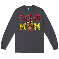 Smoke Softball Mom And Afro Messy Bun Mom Long Sleeve Tee - BundleAndBundleShop