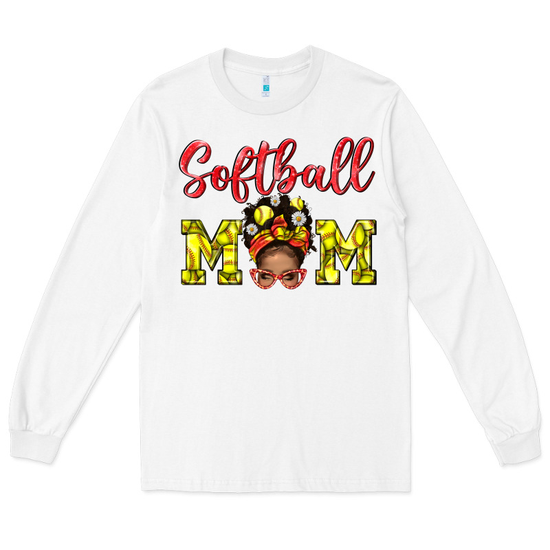 Softball Mom And Afro Messy Bun Mom Long Sleeve Tee by BundleAndBundleShop | Teevron
