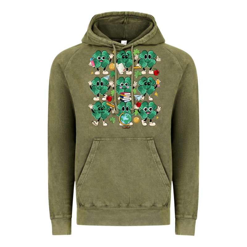 Teacher St Patrick Day Clovers Vintage Hoodie by MaliasSmallBusiness | Teevron