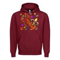 Burgundy Crawfish and fleur de lis Zipper Hoodie - NancyCooperArtShop