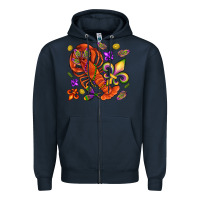 Navy Crawfish and fleur de lis Zipper Hoodie - NancyCooperArtShop