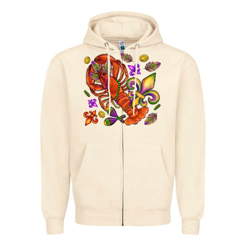 Crawfish And Fleur De Lis Zipper Hoodie by NancyCooperArtShop | Teevron