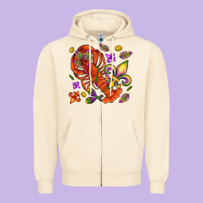 Crawfish And Fleur De Lis Zipper Hoodie Designed By Nancycooperartshop
