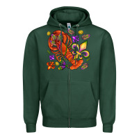 Sports Green Crawfish and fleur de lis Zipper Hoodie - NancyCooperArtShop