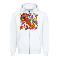 White Crawfish and fleur de lis Zipper Hoodie - NancyCooperArtShop