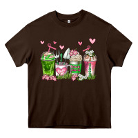 Chocolate Brown botanic coffee cups Heavy Core Tee - AdoDesignShop