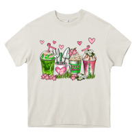 Cream botanic coffee cups Heavy Core Tee - AdoDesignShop