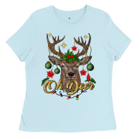 Baby Blue oh deer Christmas Ladies Tee - BundleAndBundleShop
