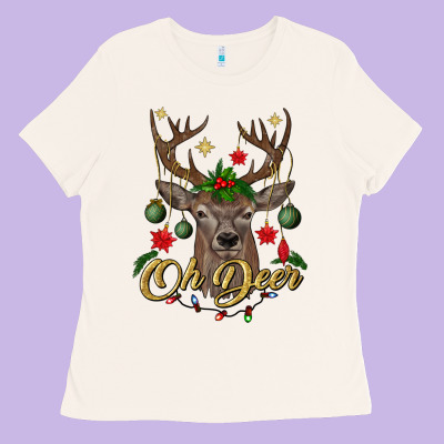 Oh Deer Christmas Ladies Tee Designed By Bundleandbundleshop